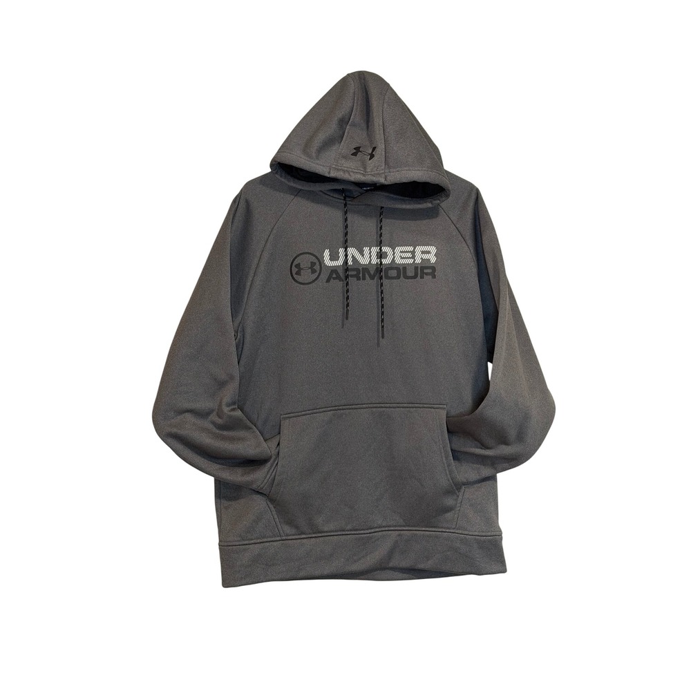 Under Armour ColdGear Mens Medium Gray Fleece Hoodie Loose Fit Sweatshirt